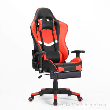 Hela försäljningspriset Liggande kontorsstol Röd spelstol med fotstöd